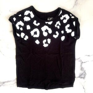 Justice Sparkle Animal Print T-shirt, Black/White, Size 5